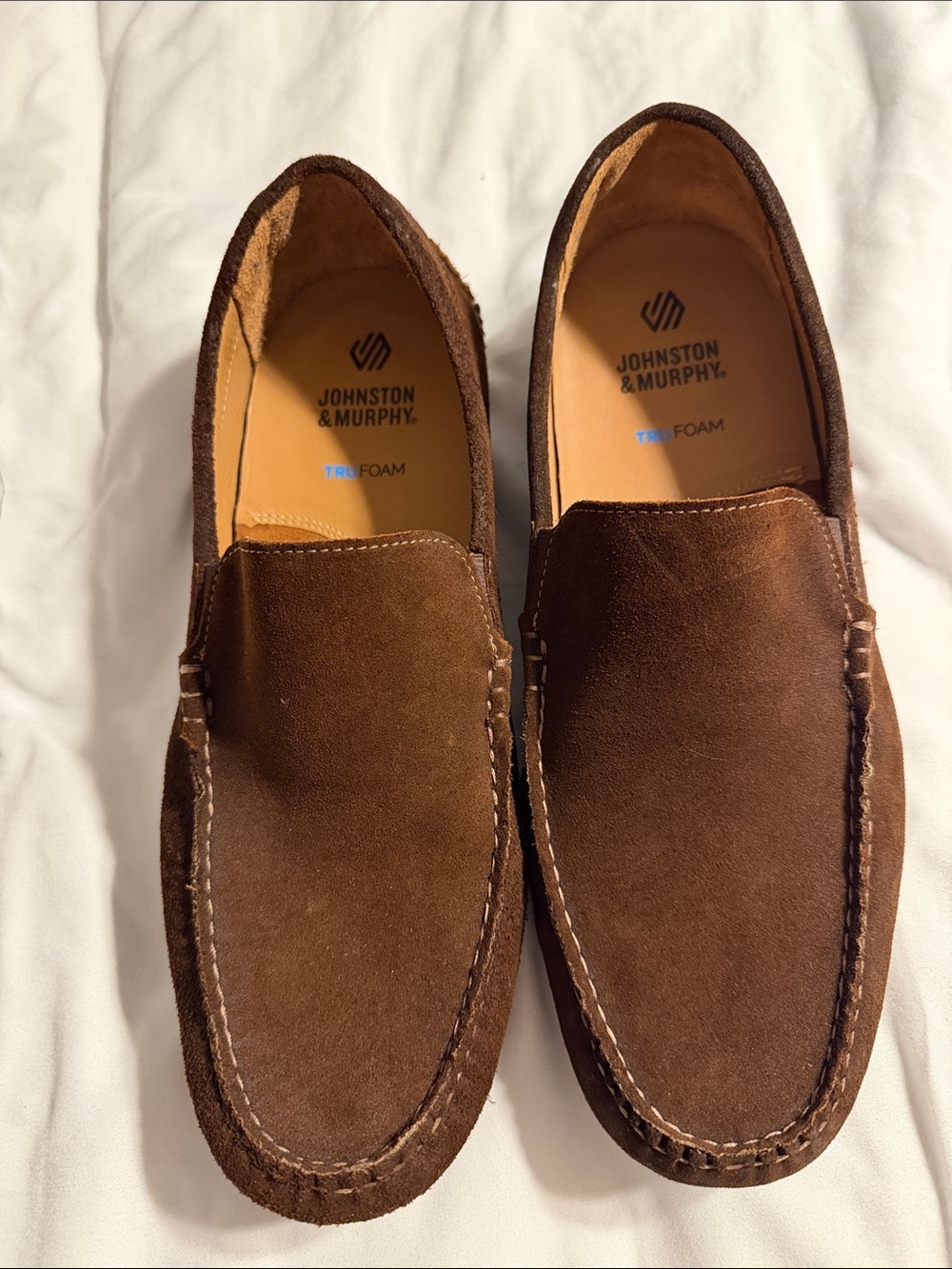 Johnston & Murphy Chestnut Suede Slip-On Loafers